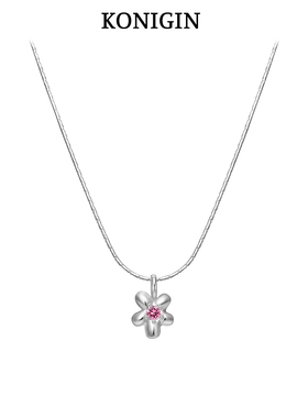 925纯银彩色不规则小花朵项链女