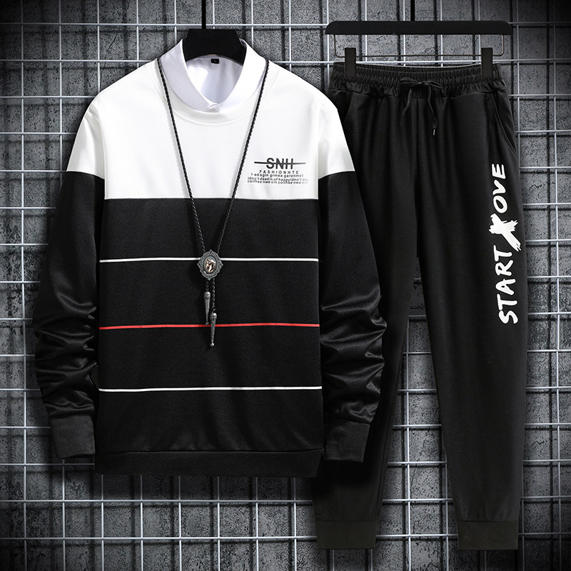 2023春季男士运动休闲时尚套装圆领卫衣学生百搭一整套TZW14-P22，男装休闲套装，星座1402-1