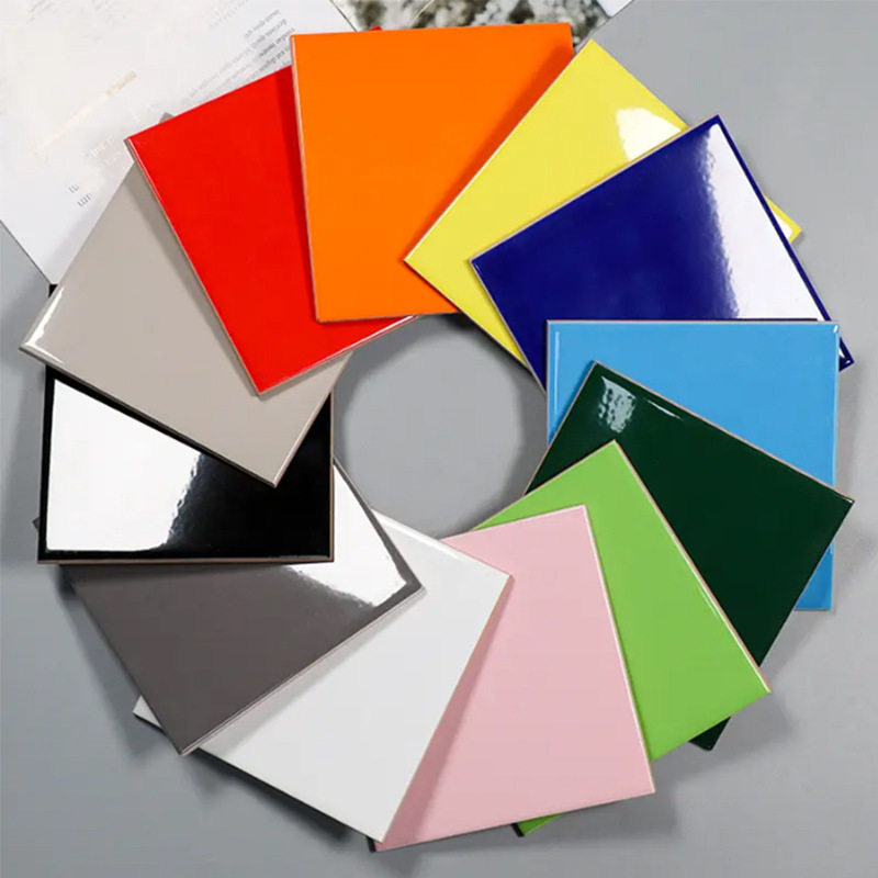 彩色小方形墙砖100x100厨房卫生间背景墙纯色小瓷片150x150亮光