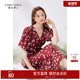 新款 秋水伊人法式 氛围感红色碎花连衣裙2025夏季 女气质V领茶歇裙