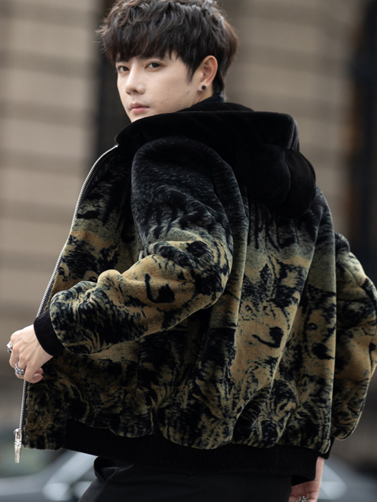 AUTUMN AND WINTER NEW MENS GOLD MINK PADDED JACKET TRENDY KOREAN CASUAL FUR FUR ONE HANDSOME JACKET