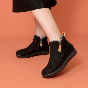 子舒适中老年棉鞋 日系女靴妈妈鞋 加厚1135 新款 加绒保暖雪地靴冬季