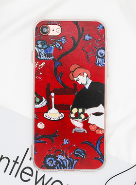 苹果11/12/13/14/15/16promax马蒂斯油画红色的和谐适用XR/XS手机壳复古艺术浮雕全包软壳华为vivo小米OPPO