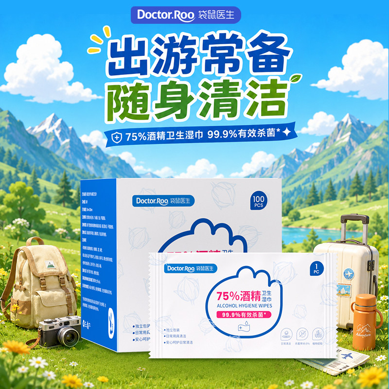 袋鼠医生酒精消毒湿巾成人儿童图片