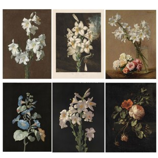 中古风复古装饰画画芯无框法式方丹拉图尔静物花卉艺术海报油画布