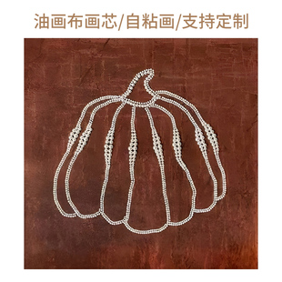侘寂中古风装饰画画芯无框法式复古南瓜海报油画布定制自粘壁画