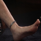 个性 男士 美足古巴链性感简约流行金属手铐沙滩脚链时尚 脚控饰品潮