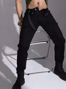 男直筒夏季白色牛仔裤微弹修身时尚潮流春季舒适简约休闲黑色长裤