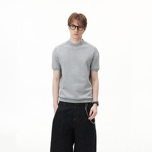 NEOKOEN小中领空气层280克抗皱圆领拼接短袖 宽松通勤T恤百搭