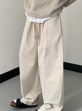 WEEREE秋冬纯色百搭休闲裤男宽松直筒阔腿裤