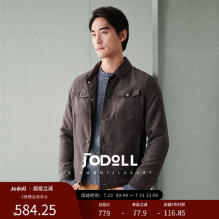 工裝 JODOLL喬頓男士 深灰色仿絨皮夾克潮流休閑翻領短款 時尚 外套