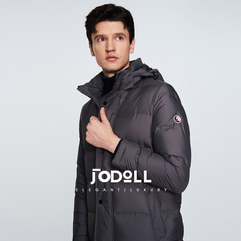 乔顿休闲可拆卸连帽中长款羽绒服