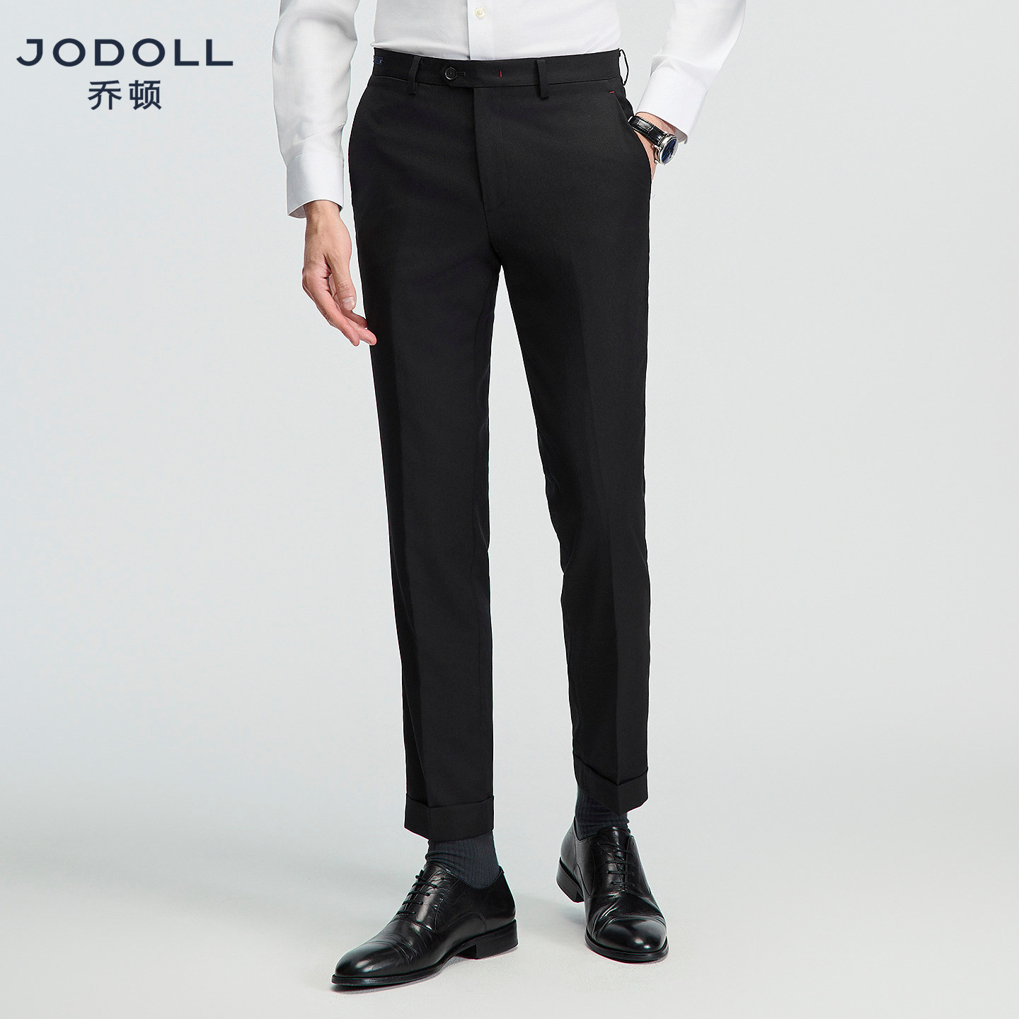 JODOLL乔顿100%绵羊毛西服套装裤子男商务正装韩版修身百搭