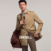 JODOLL乔顿男双色翻领风衣时尚 风衣外套 休闲单排扣中长款