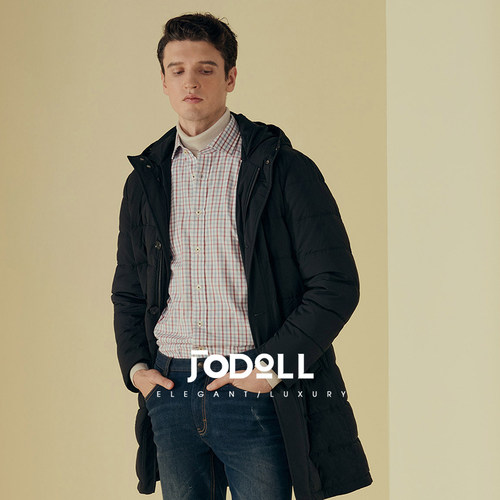 保暖休闲中长款羽绒服JODOLL连帽