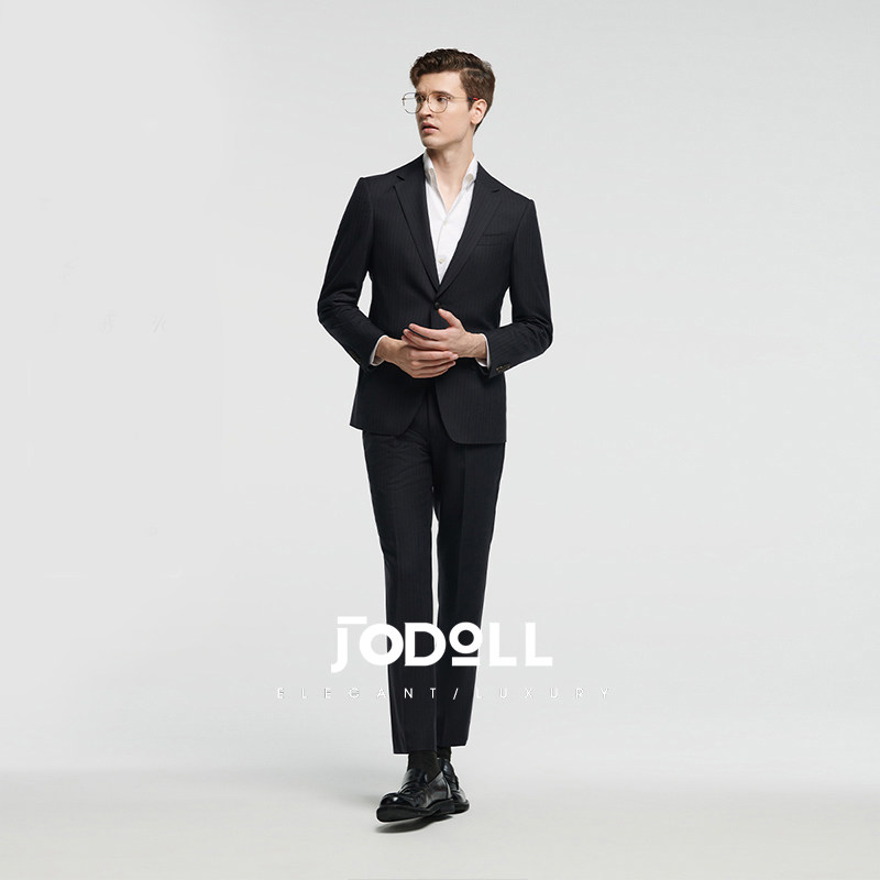 JODOLL乔顿【羊毛羊绒西服套装】商务休闲潮流修身职业条纹套西
