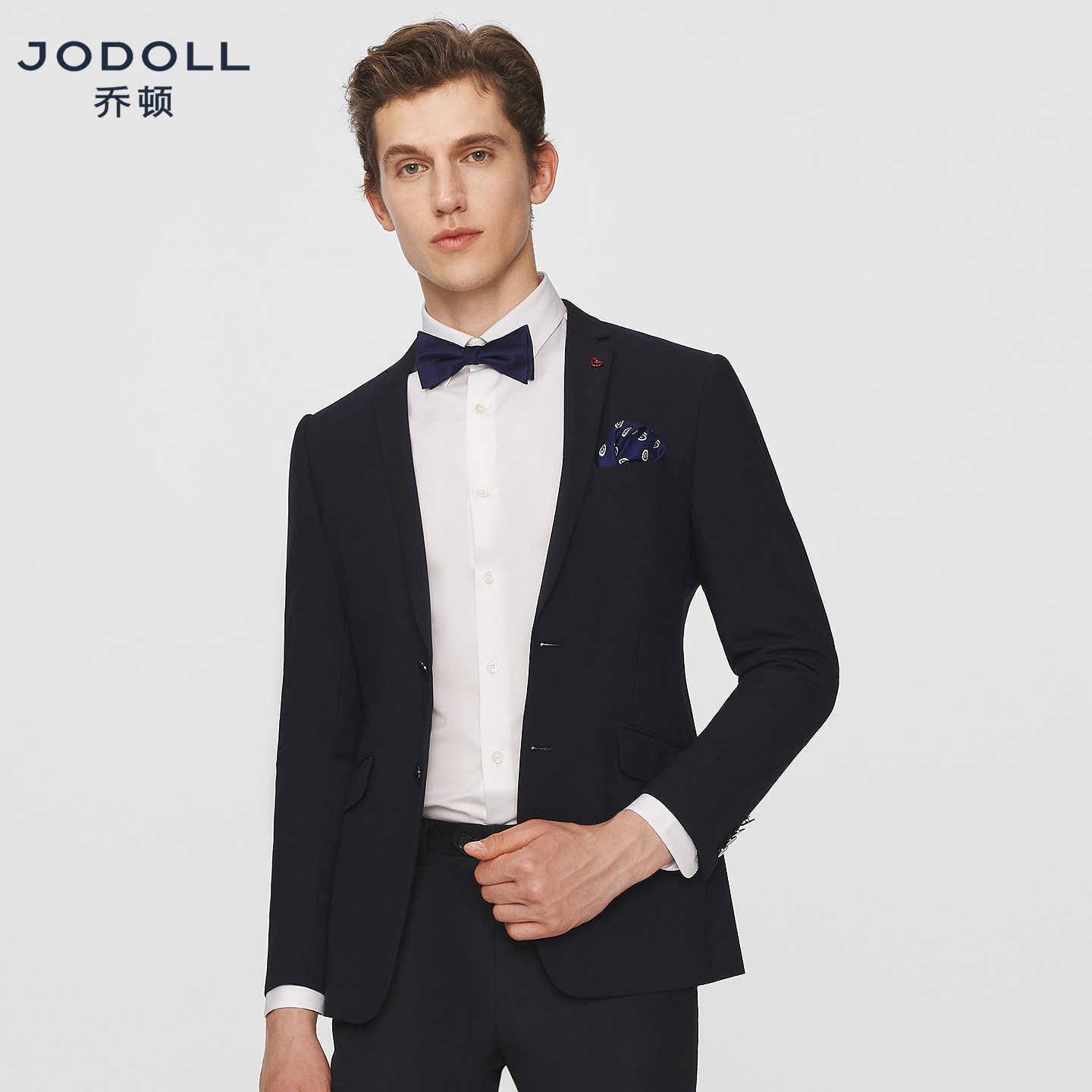 JODOLL乔顿绵羊毛莱赛尔西服套装上衣男士秋冬韩版修身小西装外