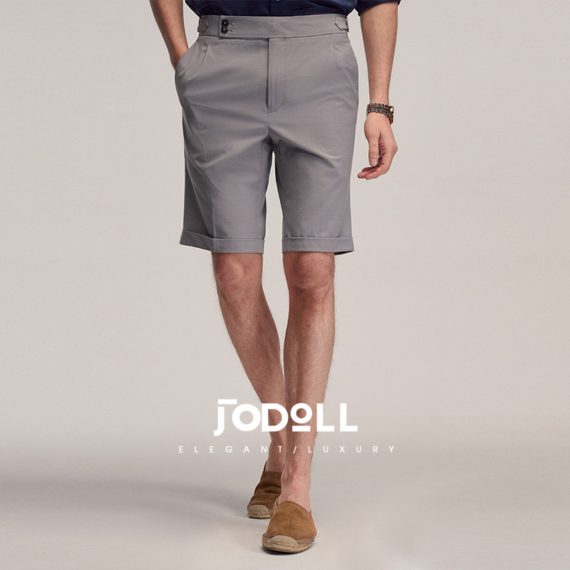 JODOLL乔顿【桑蚕丝羊毛】休闲裤男夏季潮流百搭水泥灰短裤五分