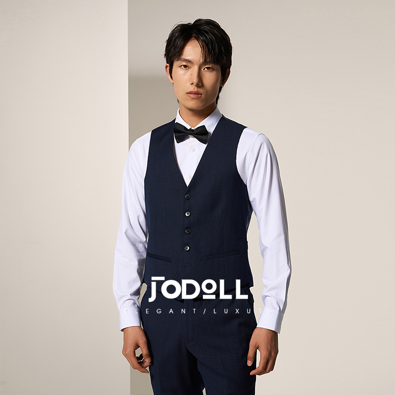 乔顿藏青色修身V领西服马甲