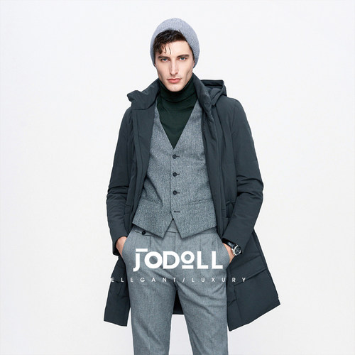 加厚休闲中长款羽绒服JODOLL连帽