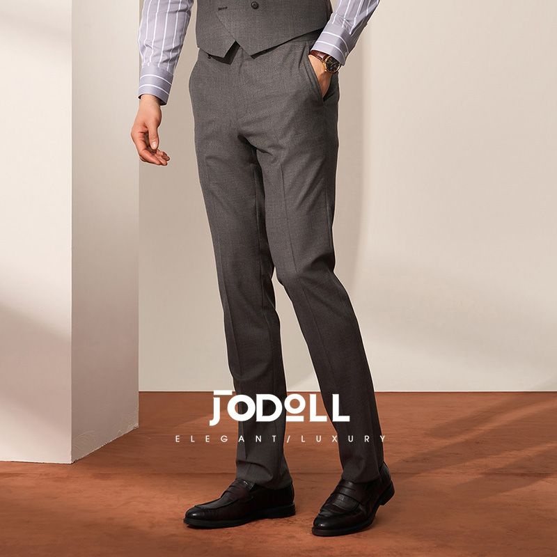乔顿商务休闲修身绵羊毛西裤