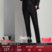 套西西裤 JODOLL乔顿男商务休闲绵羊毛西裤 婚礼新郎桑蚕丝黑色修身