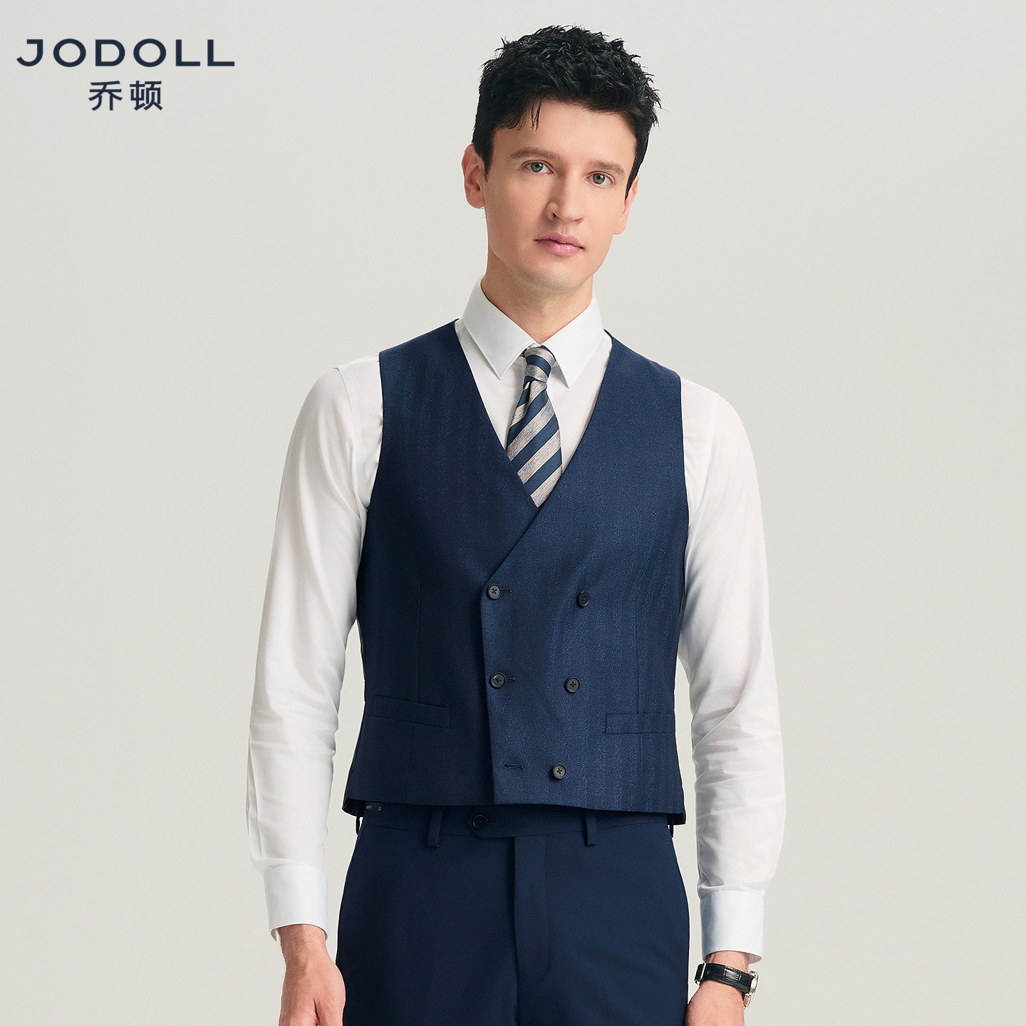 [羊毛桑蚕丝混纺]jodoll乔顿修身马甲男士25年秋商务正装羊