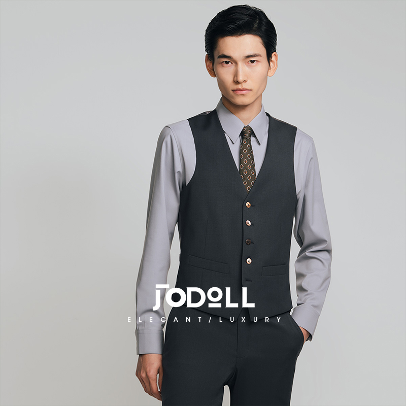 乔顿男商务正装修身净色羊毛马甲