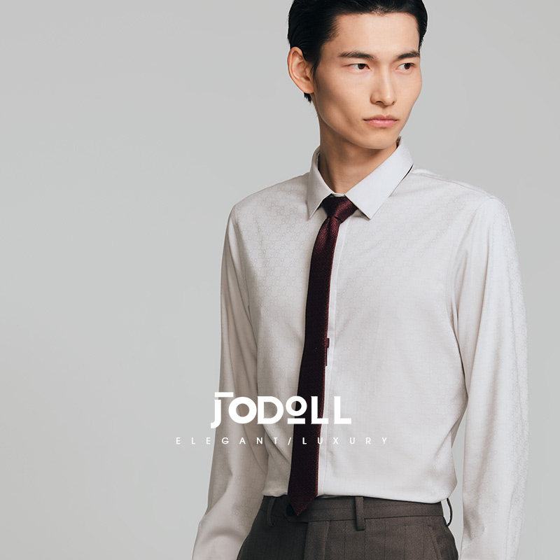JODOLL乔顿衬衫男长袖百搭商务休闲修身伴郎新郎结婚翻领衬衣春季