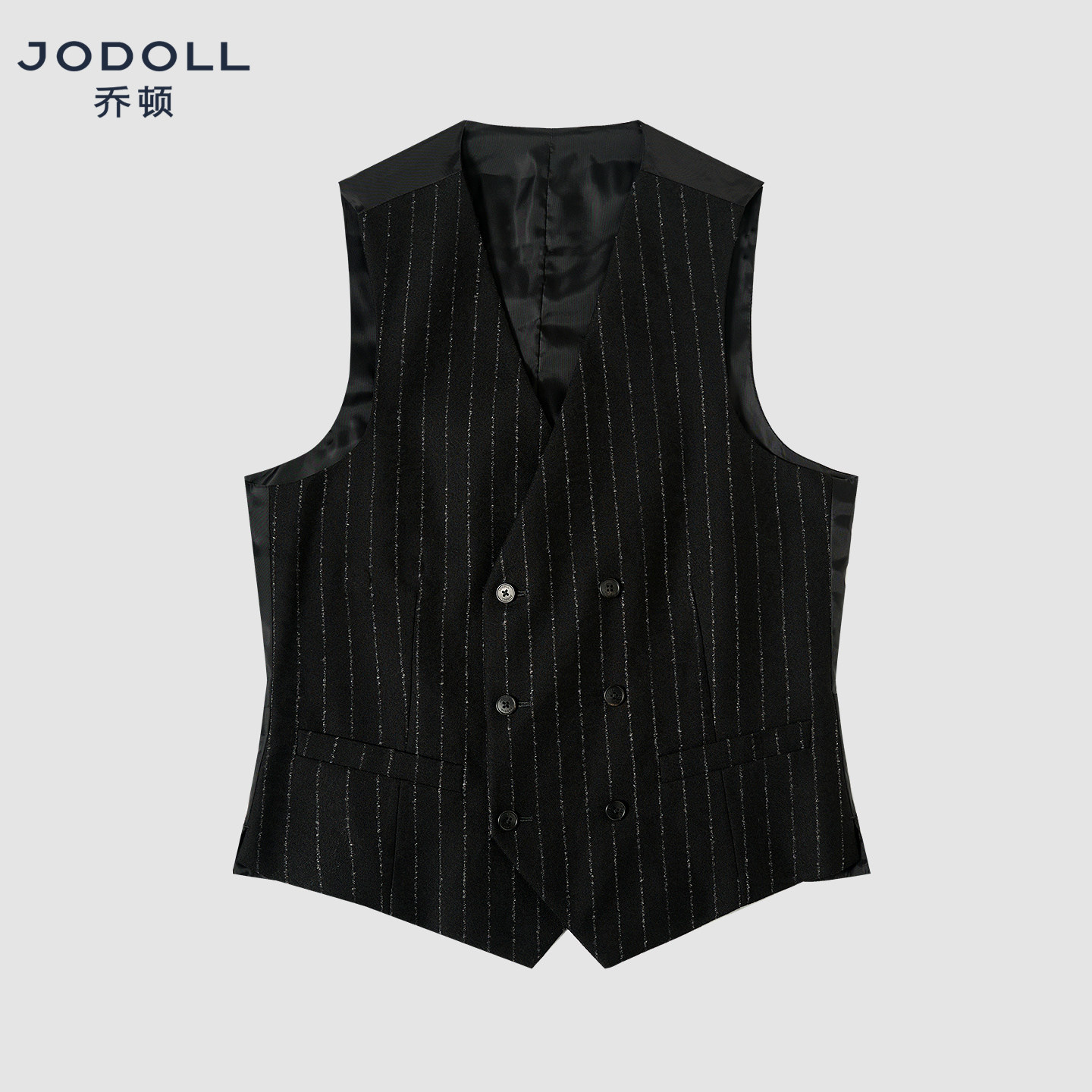 [羊毛混纺]jodoll乔顿修身马甲男士25年秋商务素雅条纹羊毛