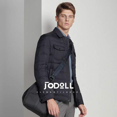 JODOLL休闲翻领白鹅绒羽绒服保暖
