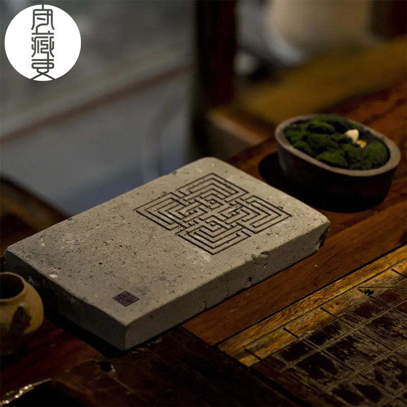 守藏|观徽砖属徽州老青砖壶承 中式摆件吉祥纹饰木质礼盒中秋佳礼