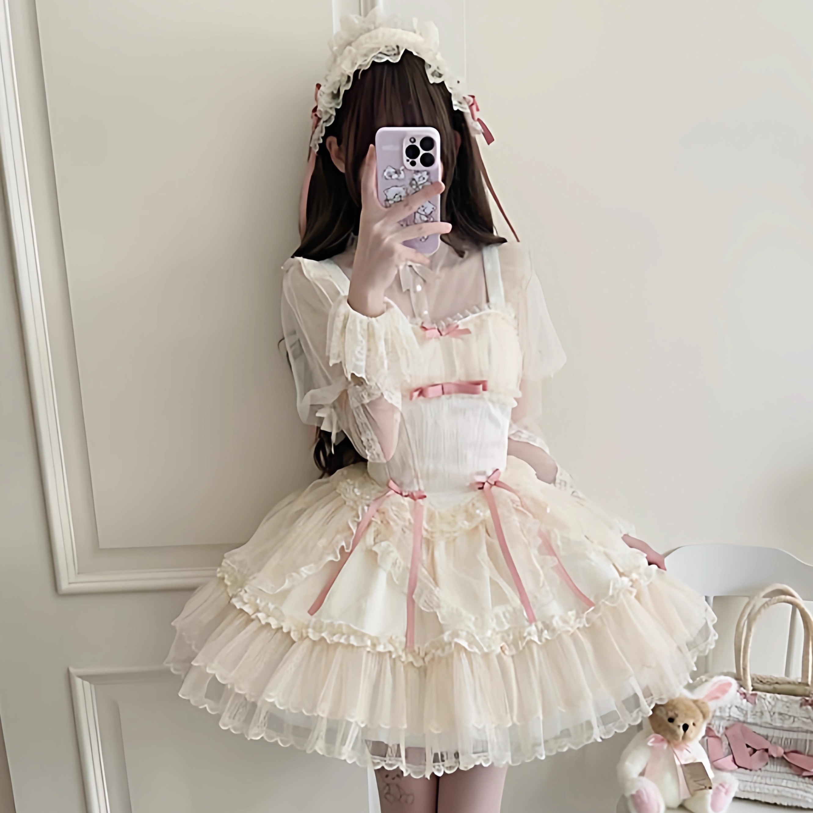 韩菇凉~原创设计Lolita洋装小众芭蕾风jsk吊带连衣裙生日洛丽塔裙