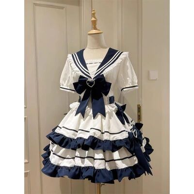 洛丽塔可爱夏日海军风连衣裙