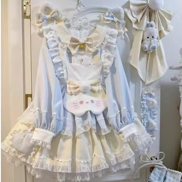 甜茶少女长袖lolita洛丽塔裙op裙