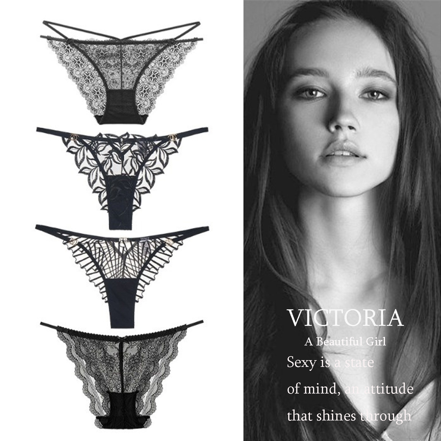 维多利亚法式黑色无痕内裤性感蕾丝网纱纯欲风2025新款T字三角裤,女士内衣/男士内衣/家居服,女三角裤,淘宝优惠券,粉丝福利购,淘宝优惠卷