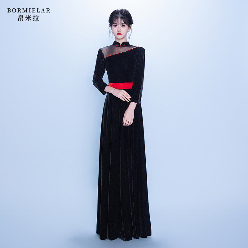 黑色大合唱演出服女长裙古典舞独礼服/晚装