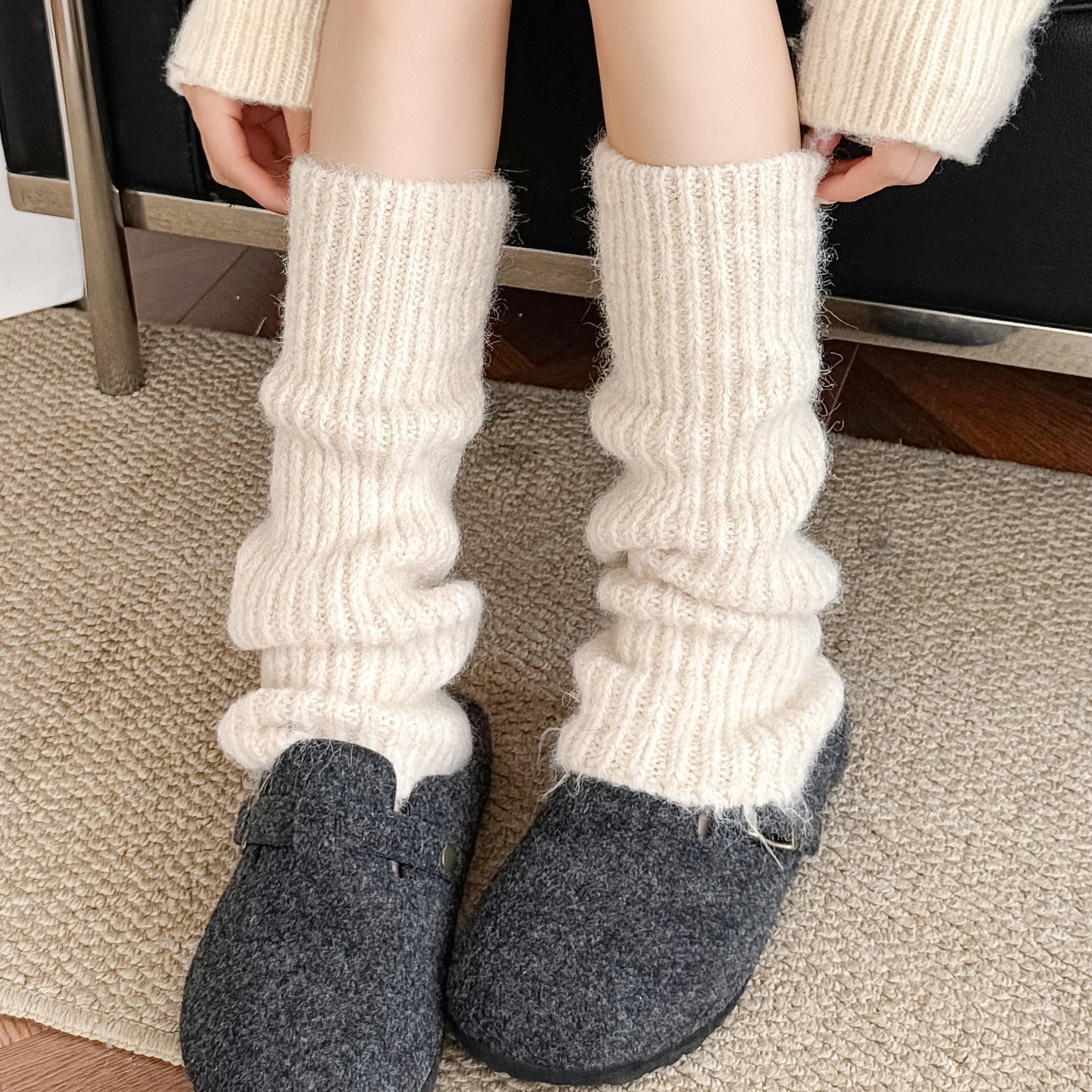 韩系显瘦灰色羊毛袜套女秋冬加厚保暖绒质堆堆袜jk少女针织小腿套,女士内衣/男士内衣/家居服,中筒袜,淘宝优惠券,粉丝福利购,淘宝优惠卷