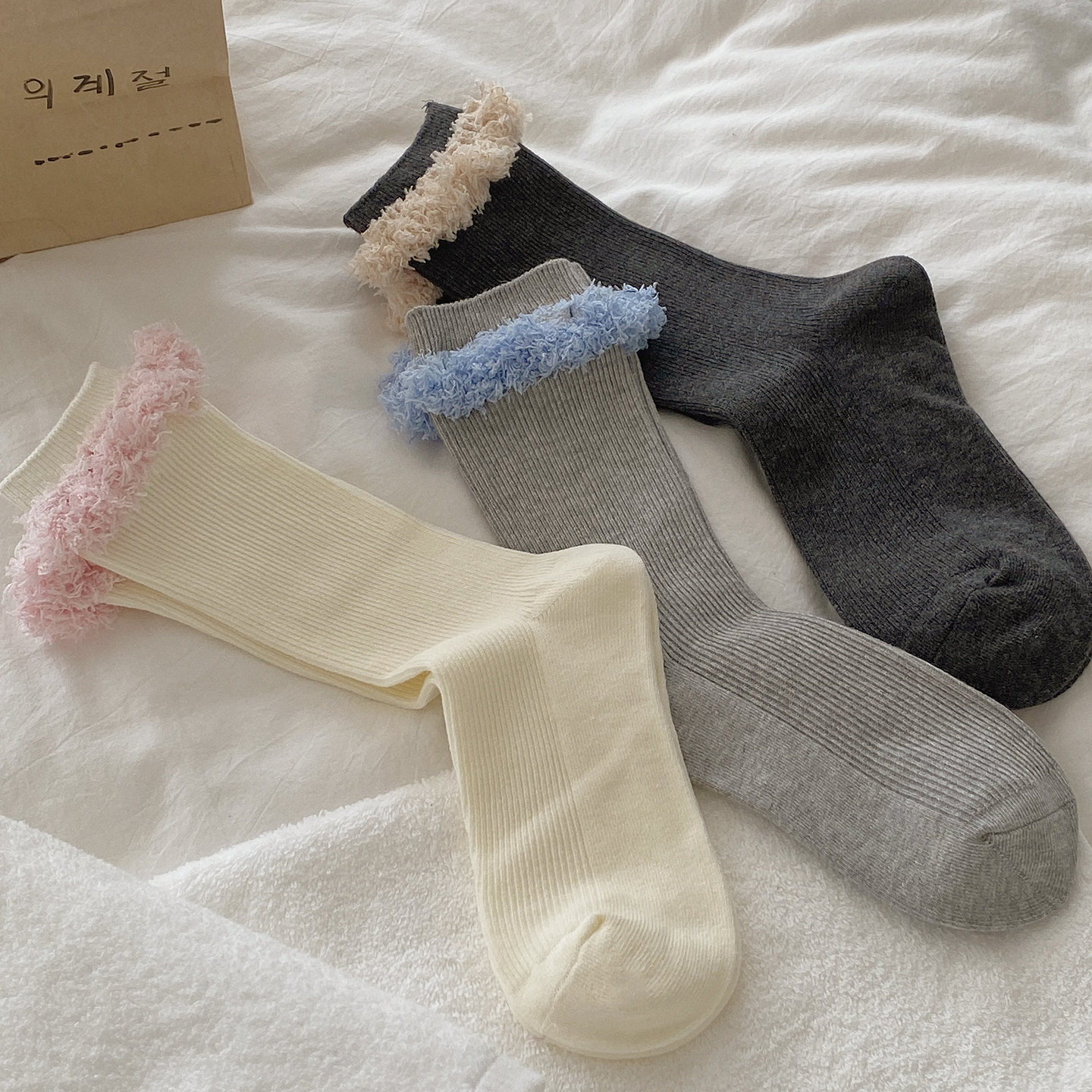 毛毛花边ins潮韩系堆堆袜