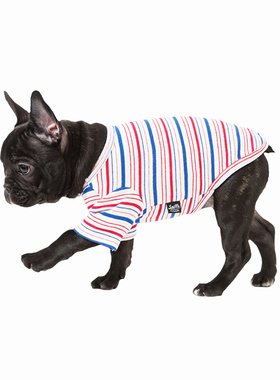 sniff宠物狗狗猫咪友好复古条纹T恤小型犬降温背心可爱衣服春夏季