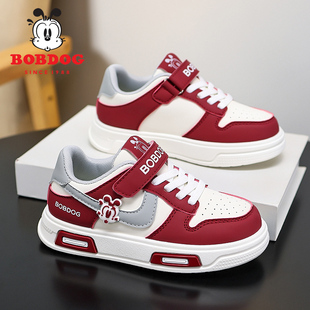 巴布豆童鞋春季男童本命年红色鞋子女童运动新年限定低帮儿童板鞋