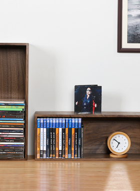 黑胡桃木桌面CD唱片收纳架任天堂Switch游戏收藏架PS4游戏碟片架