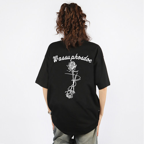 宽松短袖短袖t恤wassup