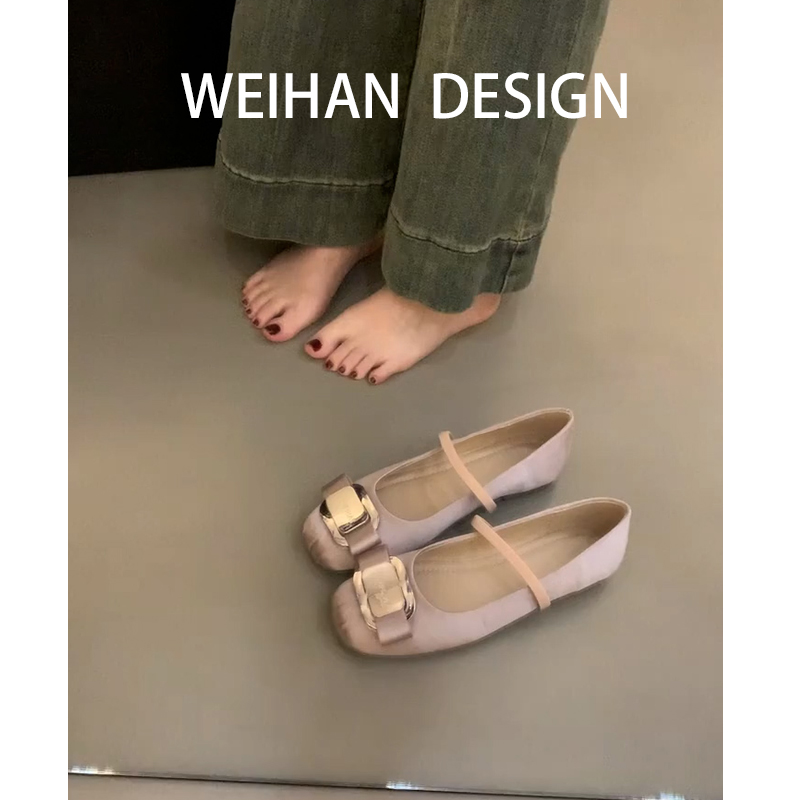 猪鼻子芭蕾舞鞋女方头平底单鞋