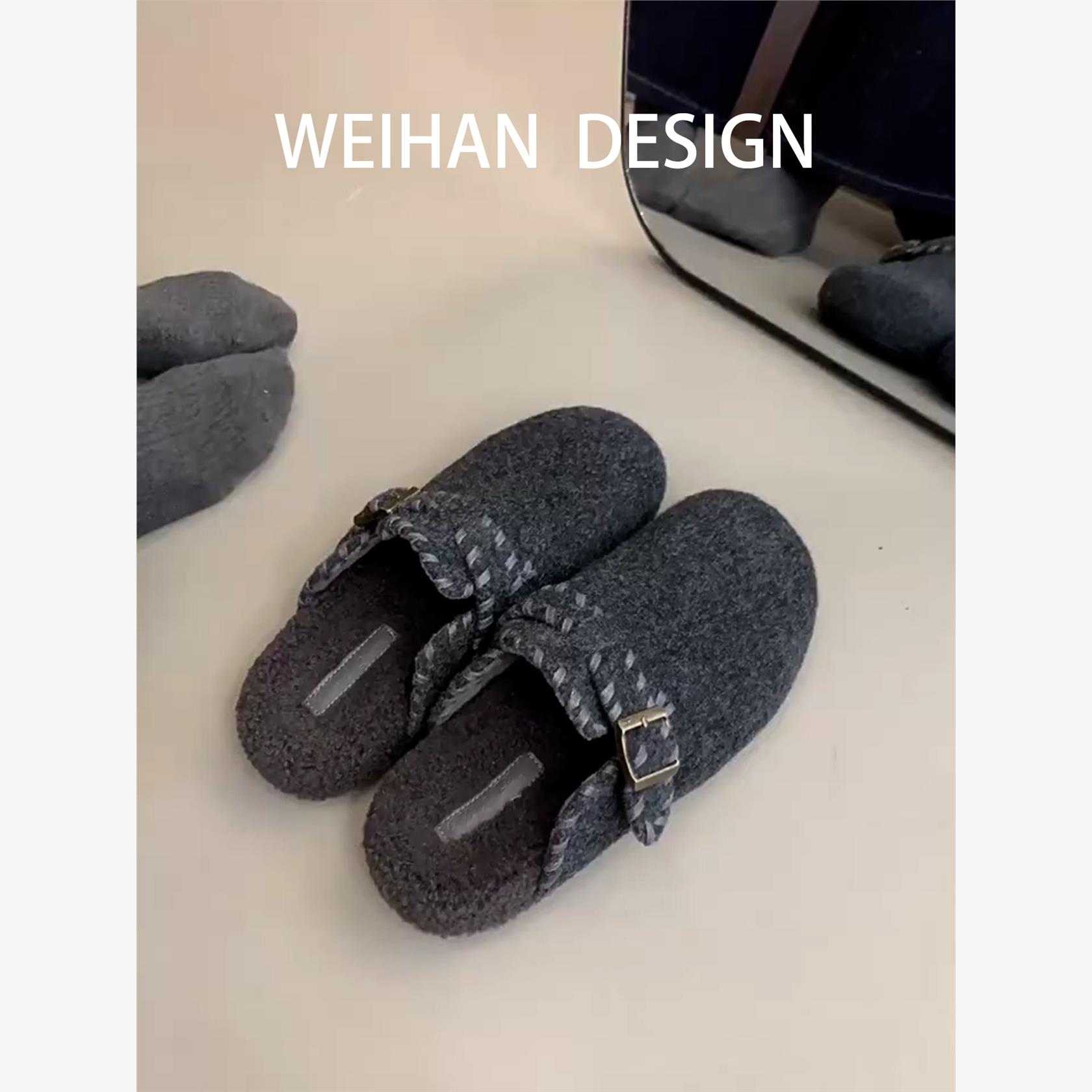 羊皮版！毛呢加绒厚底勃肯鞋女