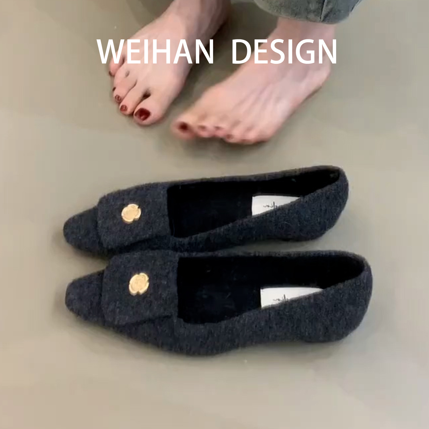 法式小香风粗跟毛毛单鞋