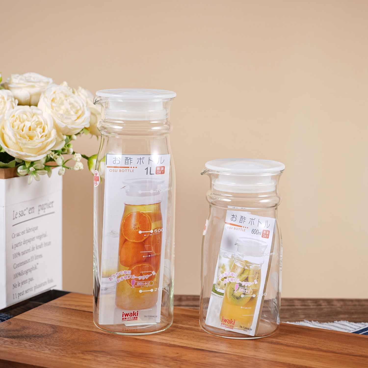 日本iwaki耐热玻璃水果苏打容器