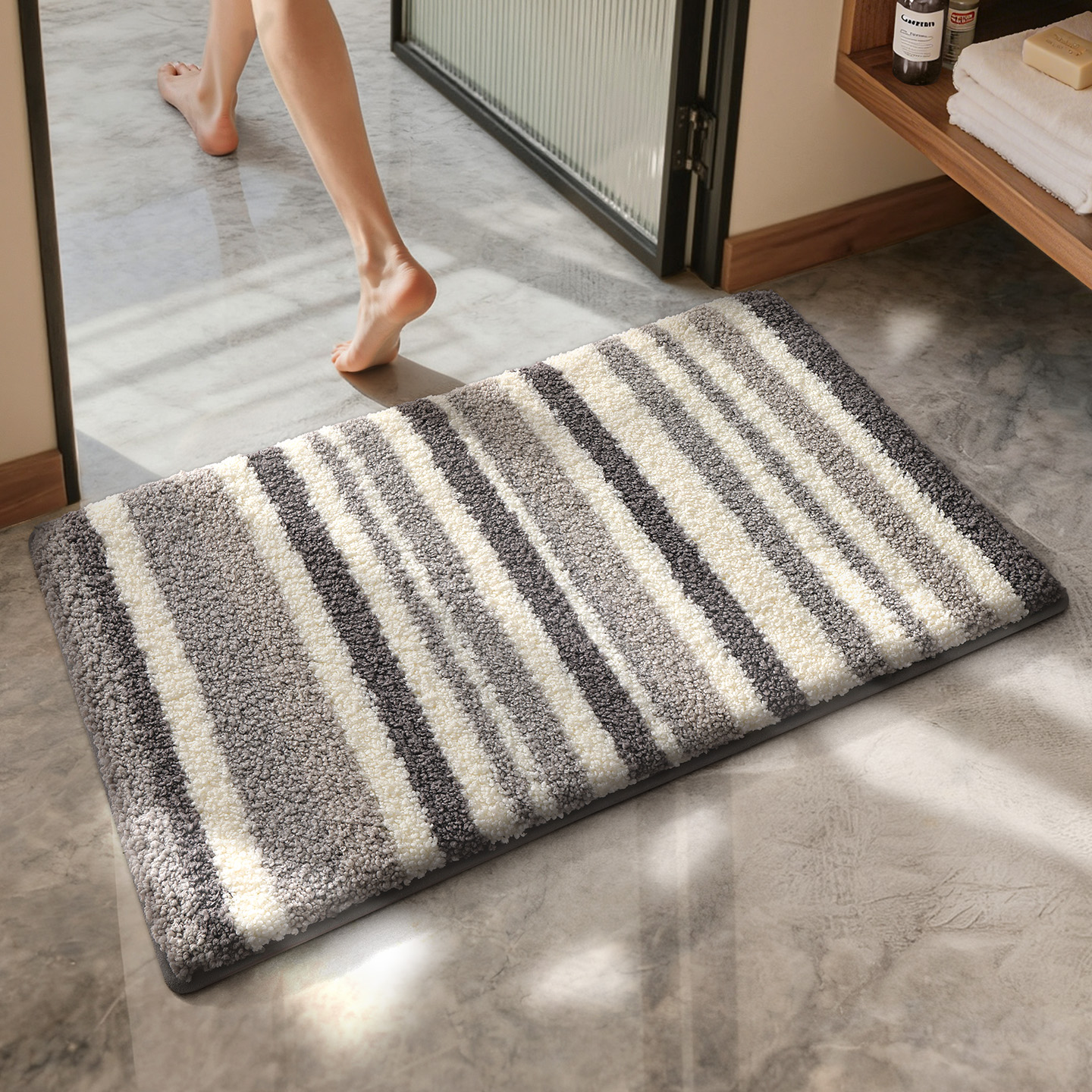 大江植绒简约浴室吸水地垫加厚