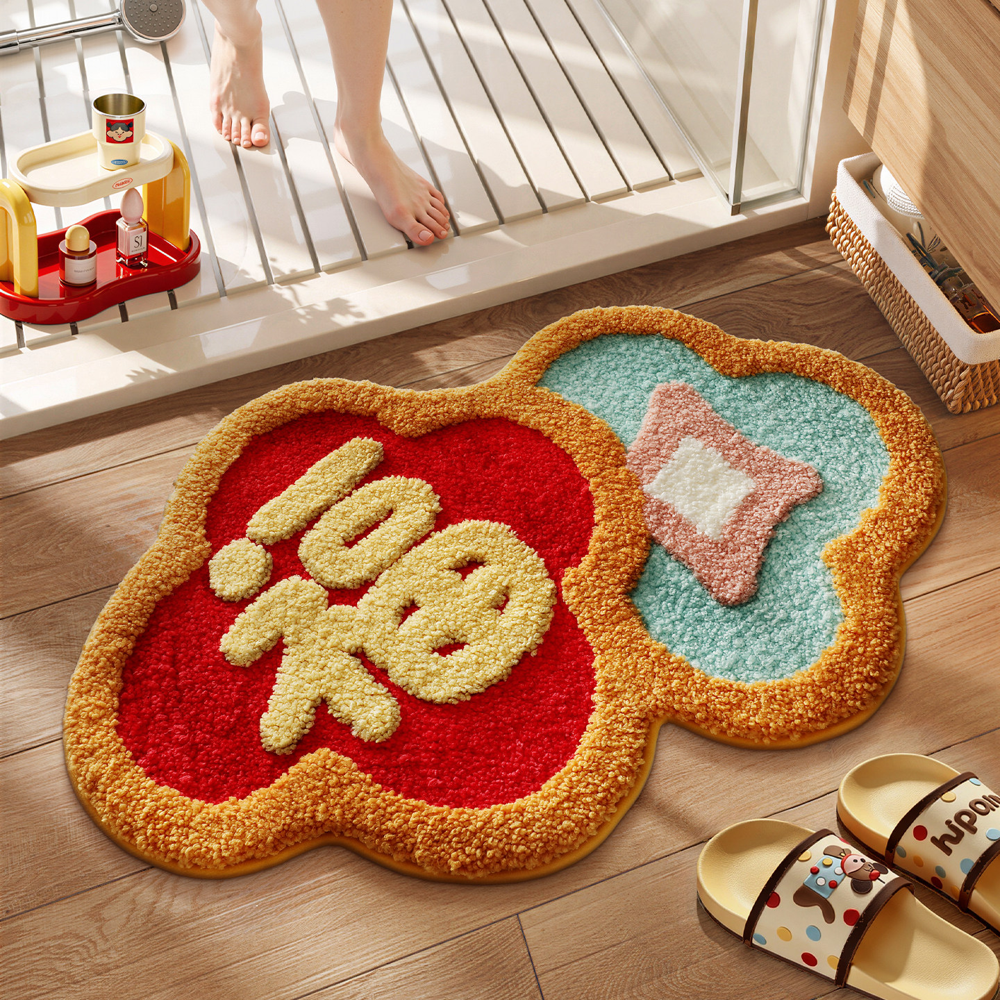 大江浴室吸水地垫红色过年地毯厕所门垫子马年春节新款卫生间脚垫,居家布艺,家用脚垫,淘宝优惠券,粉丝福利购,淘宝优惠卷