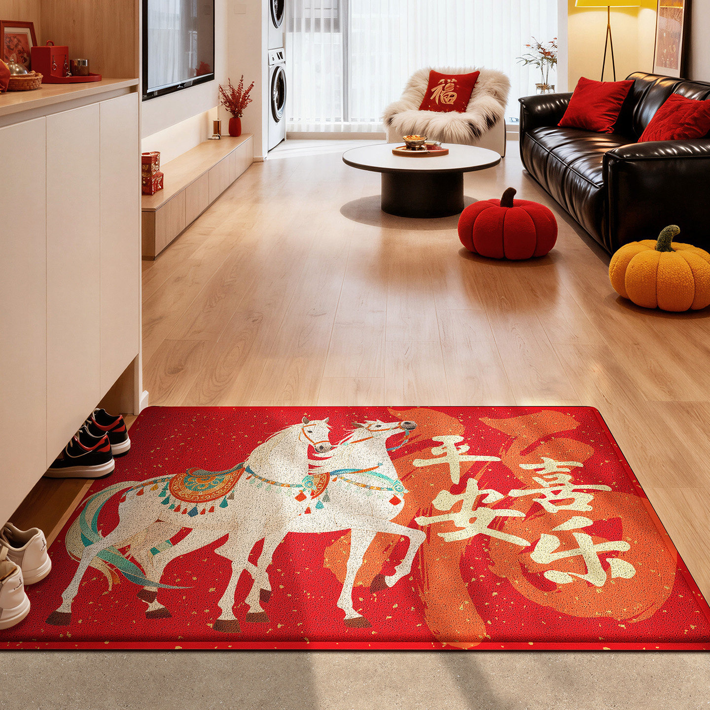 大江马年地垫入户门丝圈玄关门垫红色脚垫大门口进门2026新年地毯,家庭/个人清洁工具,地垫,淘宝优惠券,粉丝福利购,淘宝优惠卷